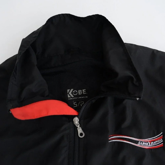 Vintage Kobe Sportswear Black &  Red Sarnia Rapids Zip Up Windbreaker Jacket S - Picture 11 of 12
